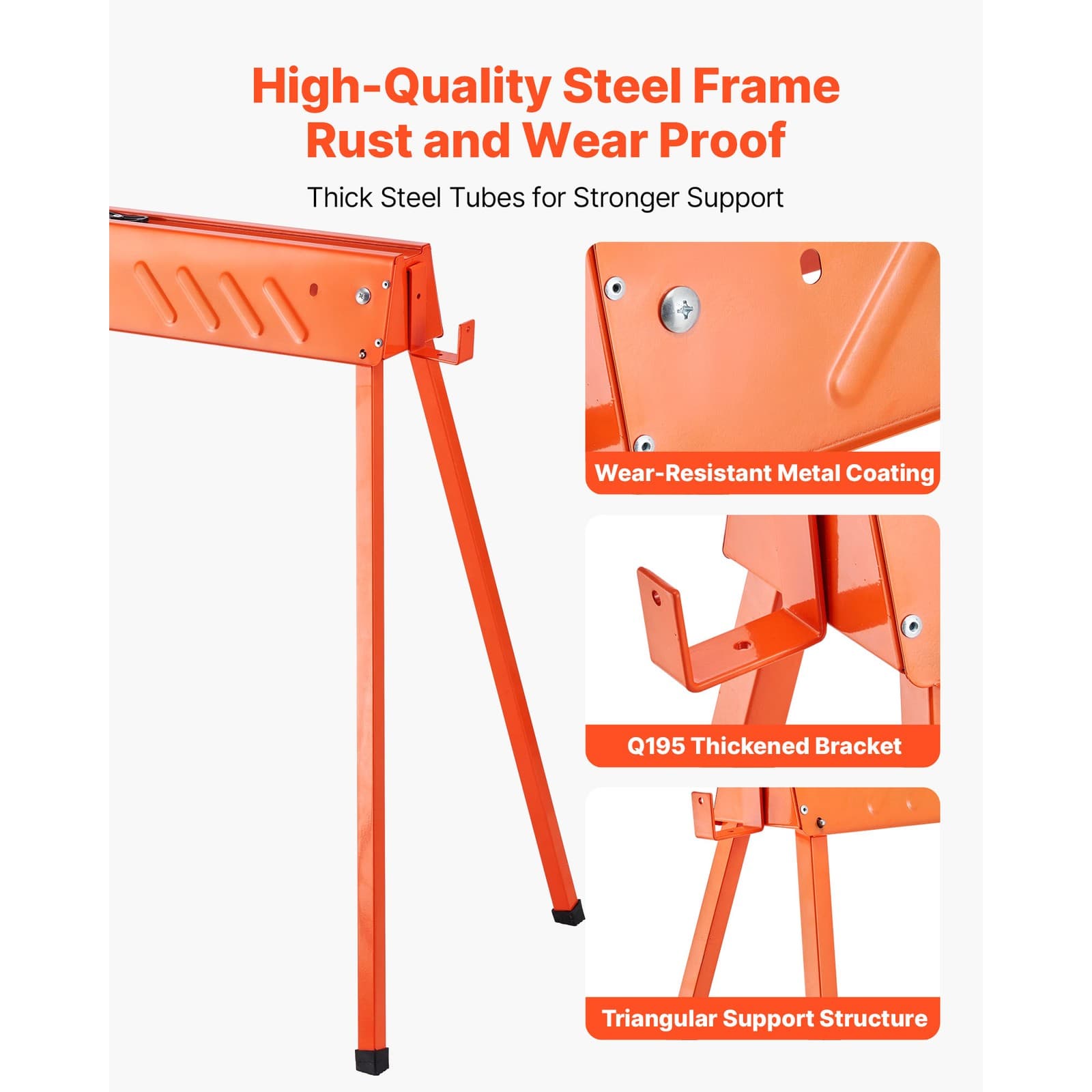 Uimoso Set of 2 Heavy-Duty Saw Horses, 660 lbs Capacity for Woodworking Projects 6