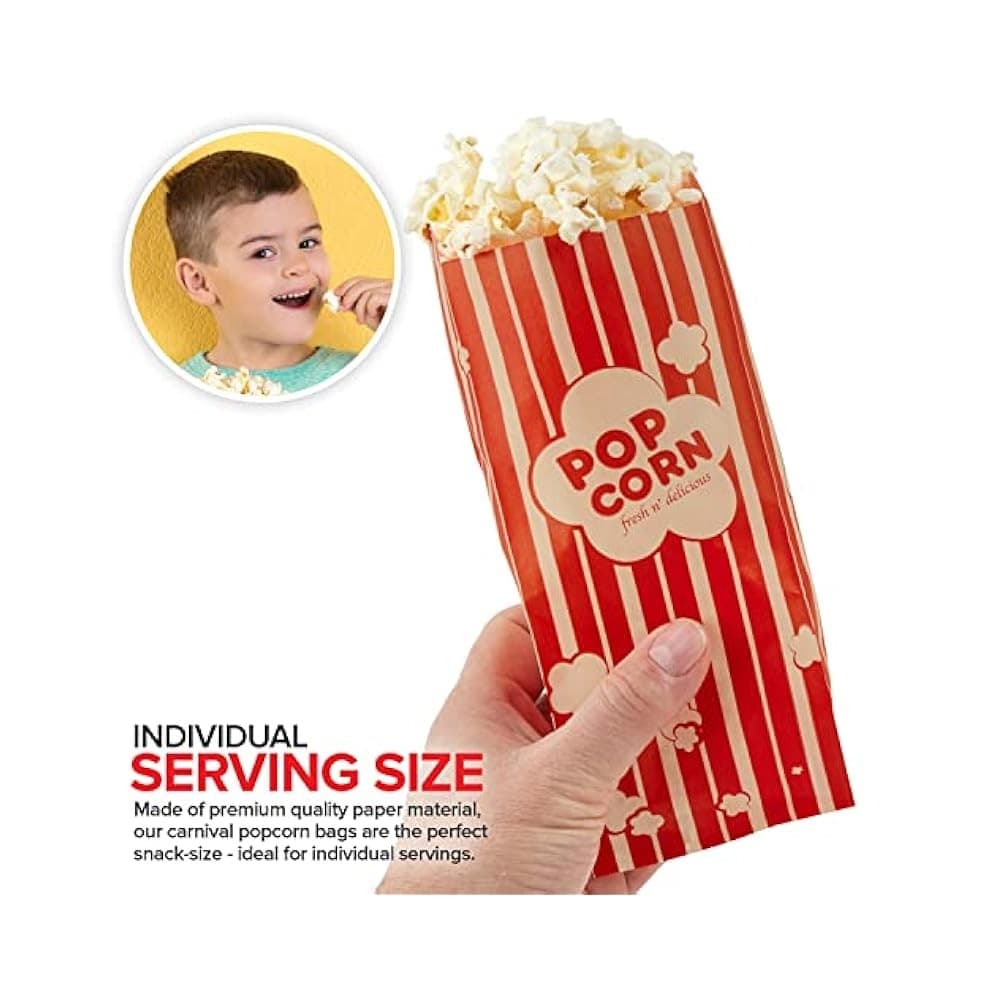Small 1 oz Paper Popcorn Bags, Grease,Resistant & Leak,Proof for 3