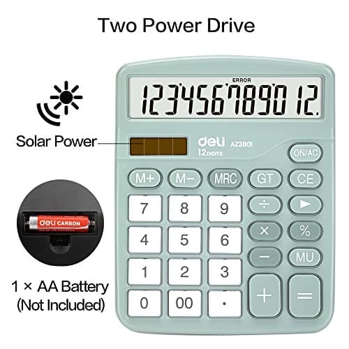 Calculator,  Standard Function Desktop Calculators with 12 Digit Large Green 5