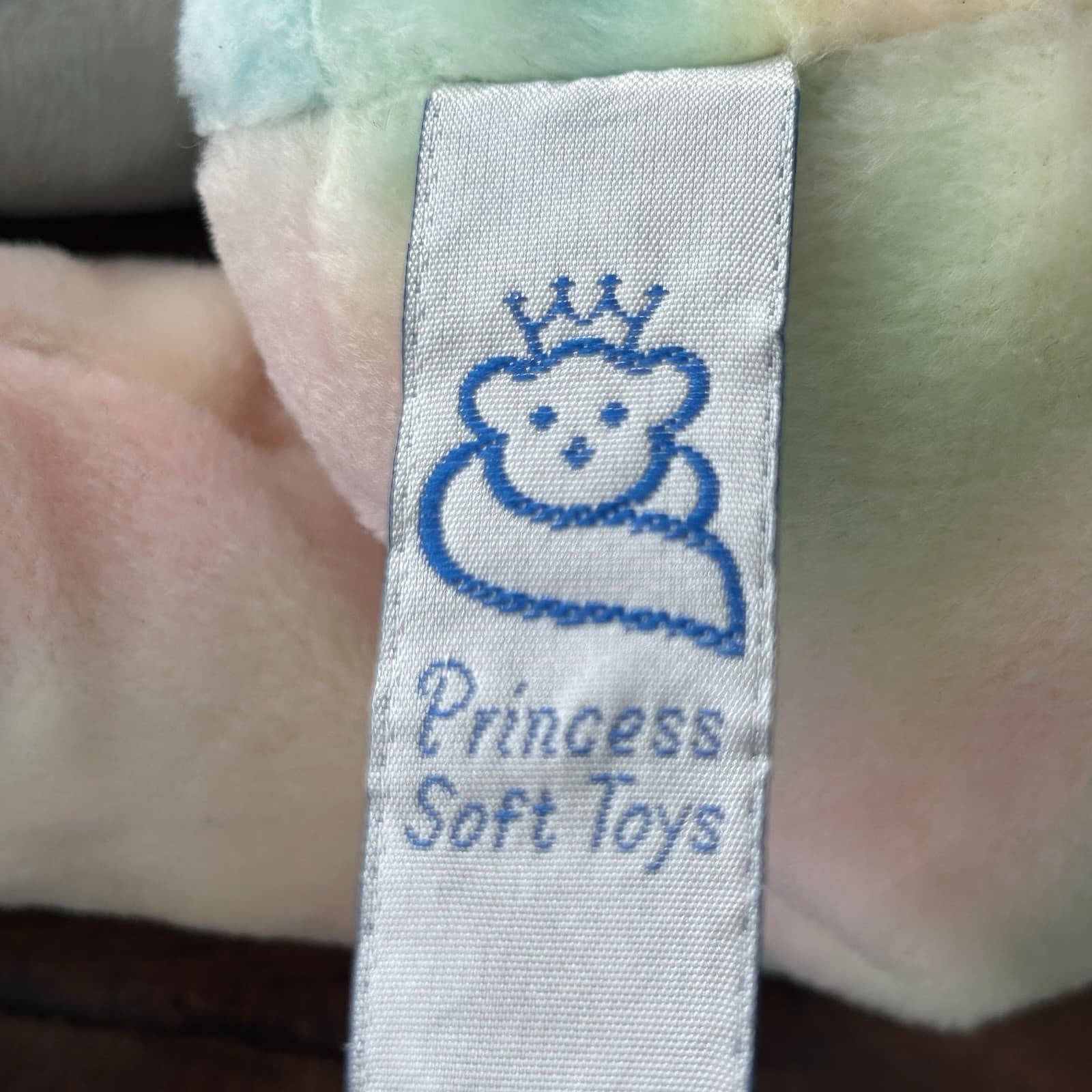 Teddy Bear  Princess Soft Toy Stuffed Plush Pastel Tie-Dye 12" Dated 2000 6