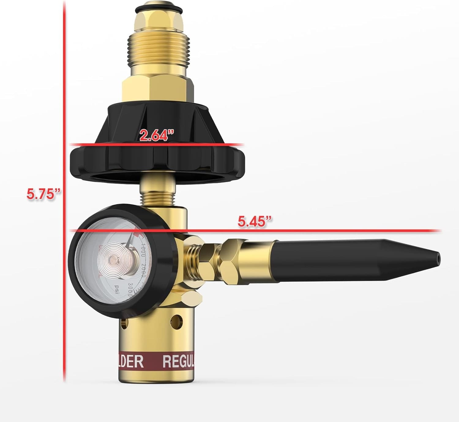 Balloon Inflator Regulator 0-3000 PSI, Helium Filler Gauge for CGA580 Tank Valve 2