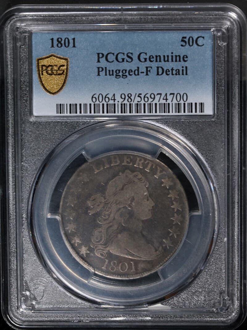 1801 Draped Bust Half Dollar PCGS F Details 0-101 R.3 Nice Strike 3