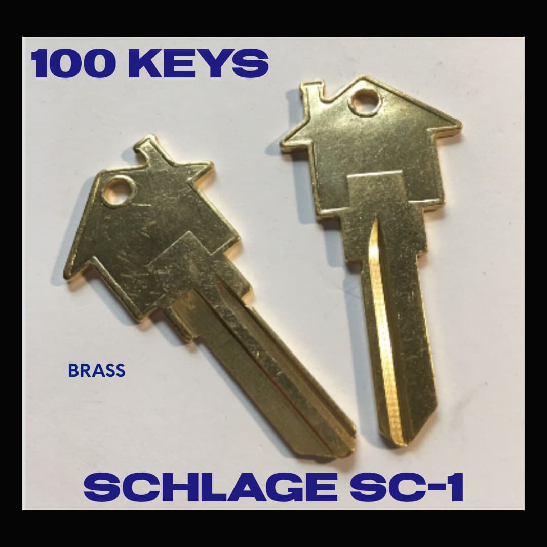 HOME-APARTMENT House Shaped Key Blank 100 PK SCHLAGE SC-1 BRASS REALTOR 2