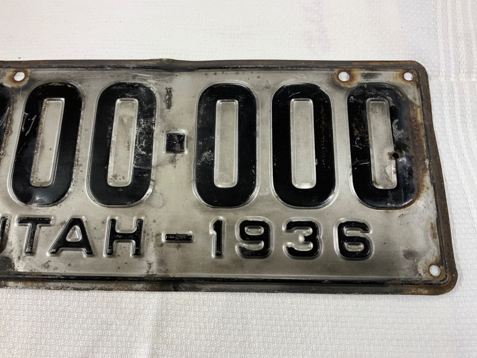 1936 Utah License Plate - 000-000 Sample 3