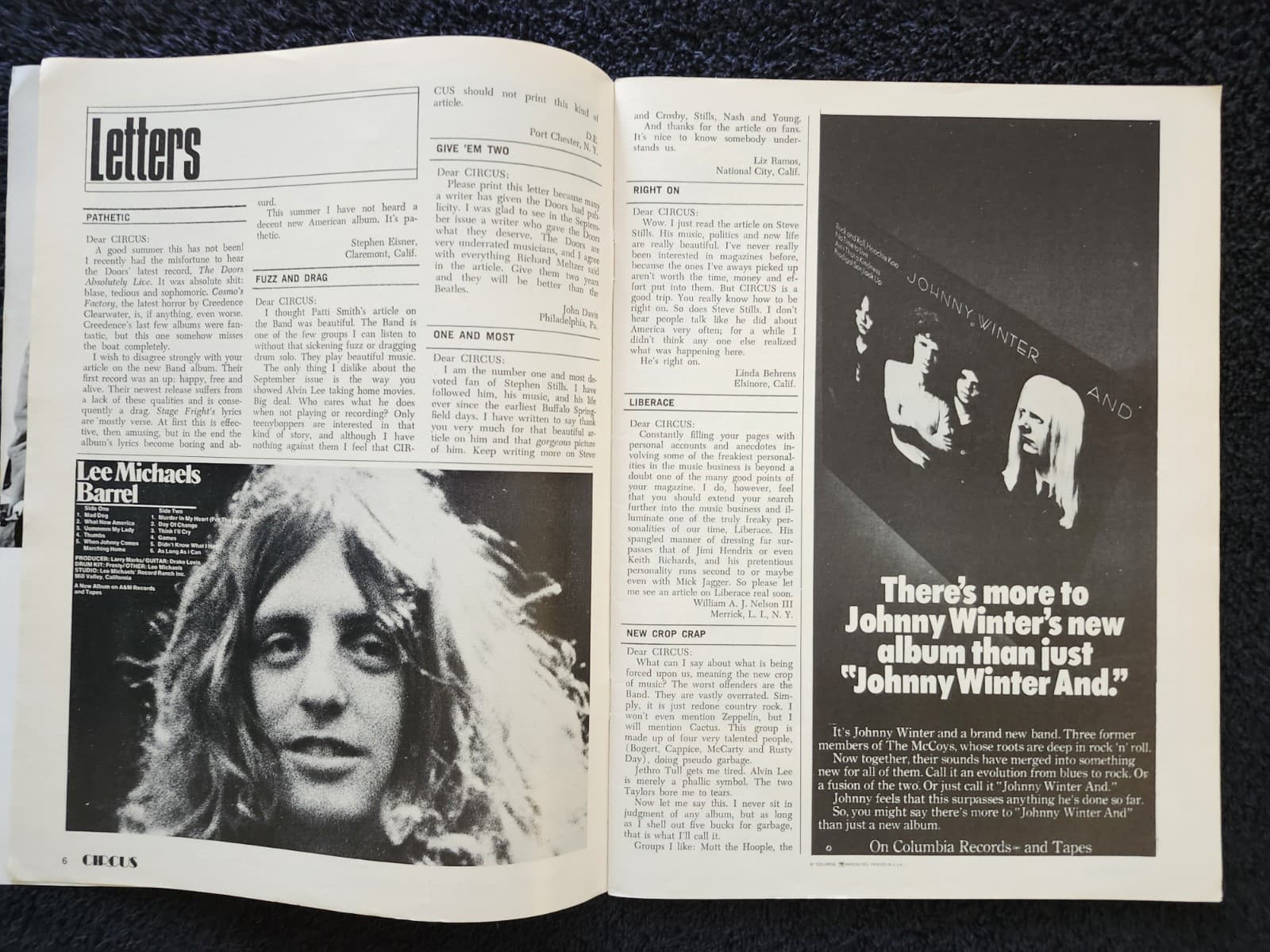 1970 Circus Music Magazine~Death Of Jimi Hendrix + Joni, Zeppelin, Iggy, Sly VF 6