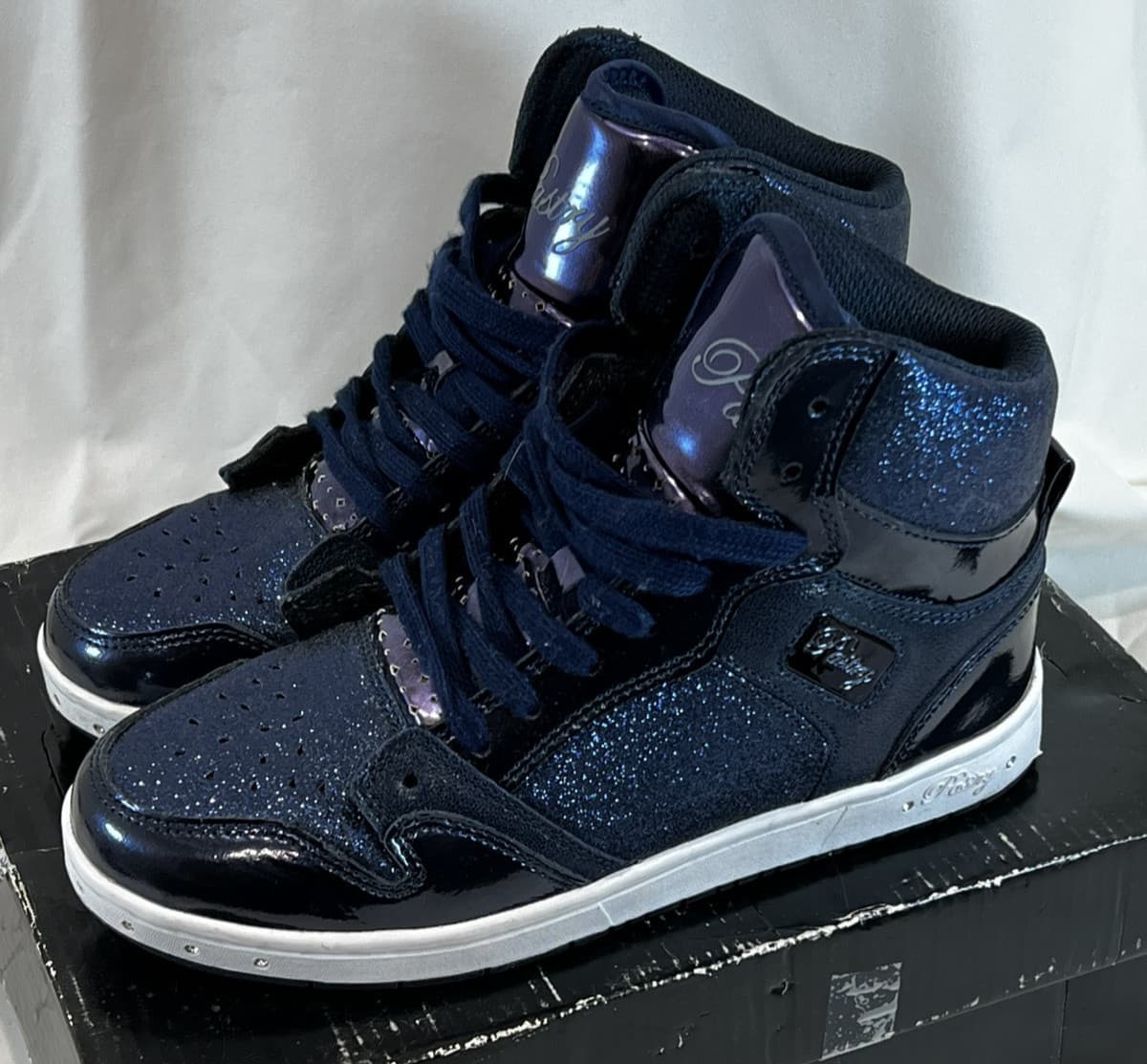 Pastry Women's Glam Pie Glitter High-Top Sneaker Dance Shoes Navy Blue SZ 6 4