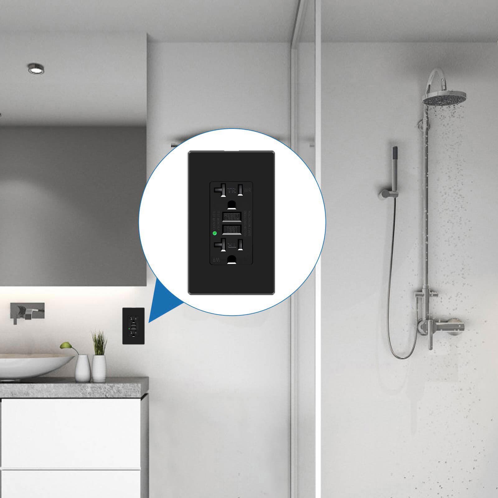 20× GFCI Outlet 15Amp GFI Receptacle Tamper-Resistant WR TR Electric Plugs Black 6