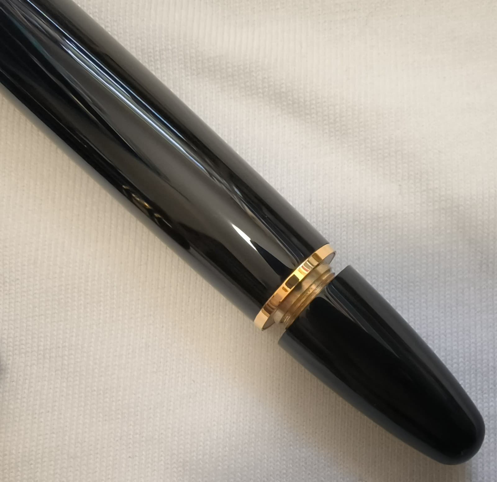 Perfect Piston Inking Resin Series Bright Black-Gold Clip Fountain Pen No Box 6