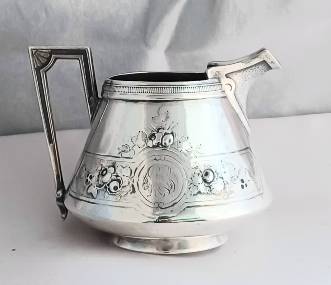 Gorham Coin Silver Floral Creamer 3" tall