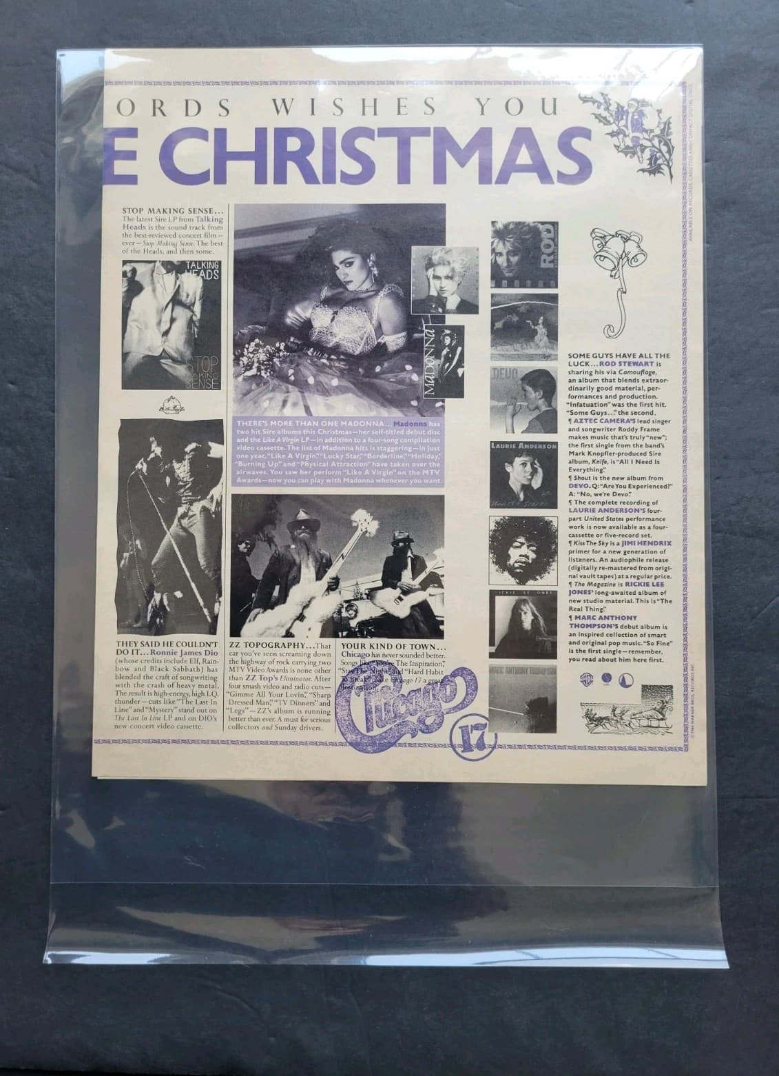 Prince Madonna Van Halen Warner Bros. Label XMas Wish List Promo 2 Page Print Ad 2