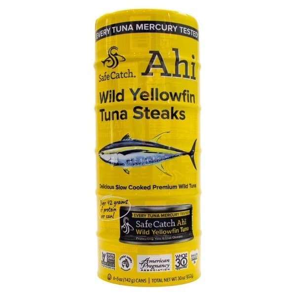 Safe Catch Ahi Wild Yellowfin Tuna Steaks 5 Oz  (Pack of 6 Cans) X 4 2