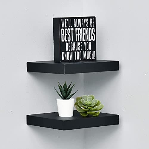  Set of 2 Floating Shelves Wall Mounted Shelf, for Home Decor 10 inch Black 6