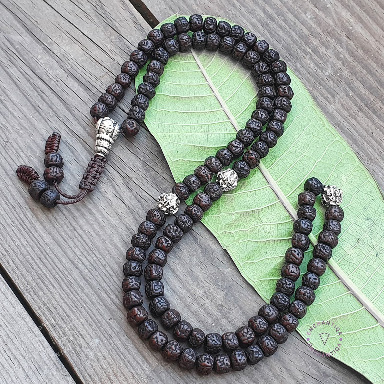 Tibetan Rudraksha Seed Mala: 108 Prayer Beads, Om Mani Padme Hum