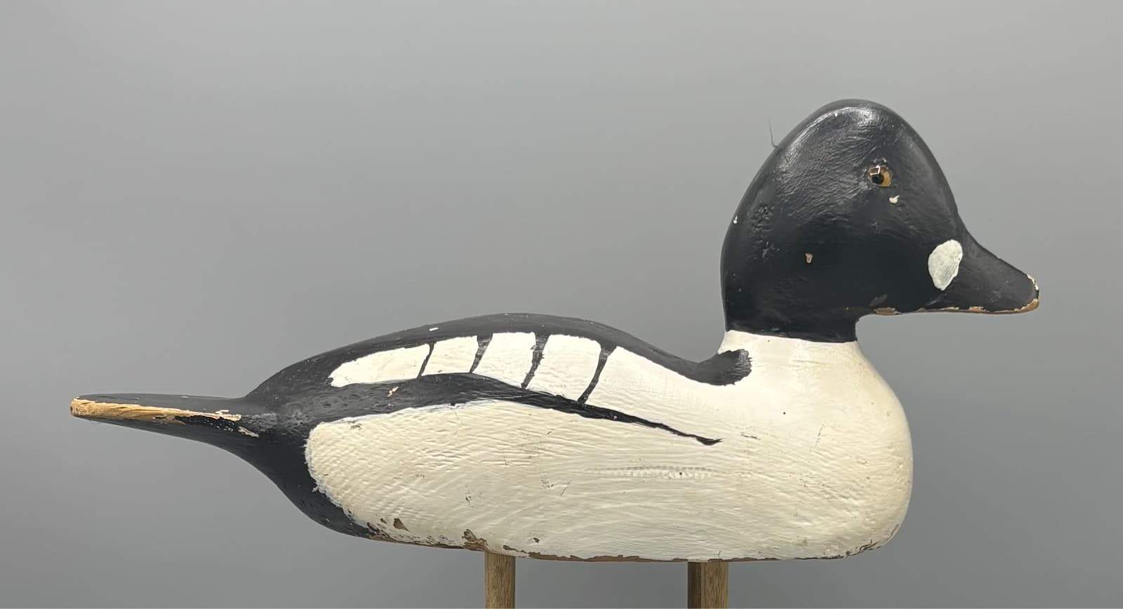 ORIGINAL PAINT *GANANOQUE* GOLDENEYE PAIR OF VINTAGE ANTIQUE WOODEN DUCK DECOYS 4