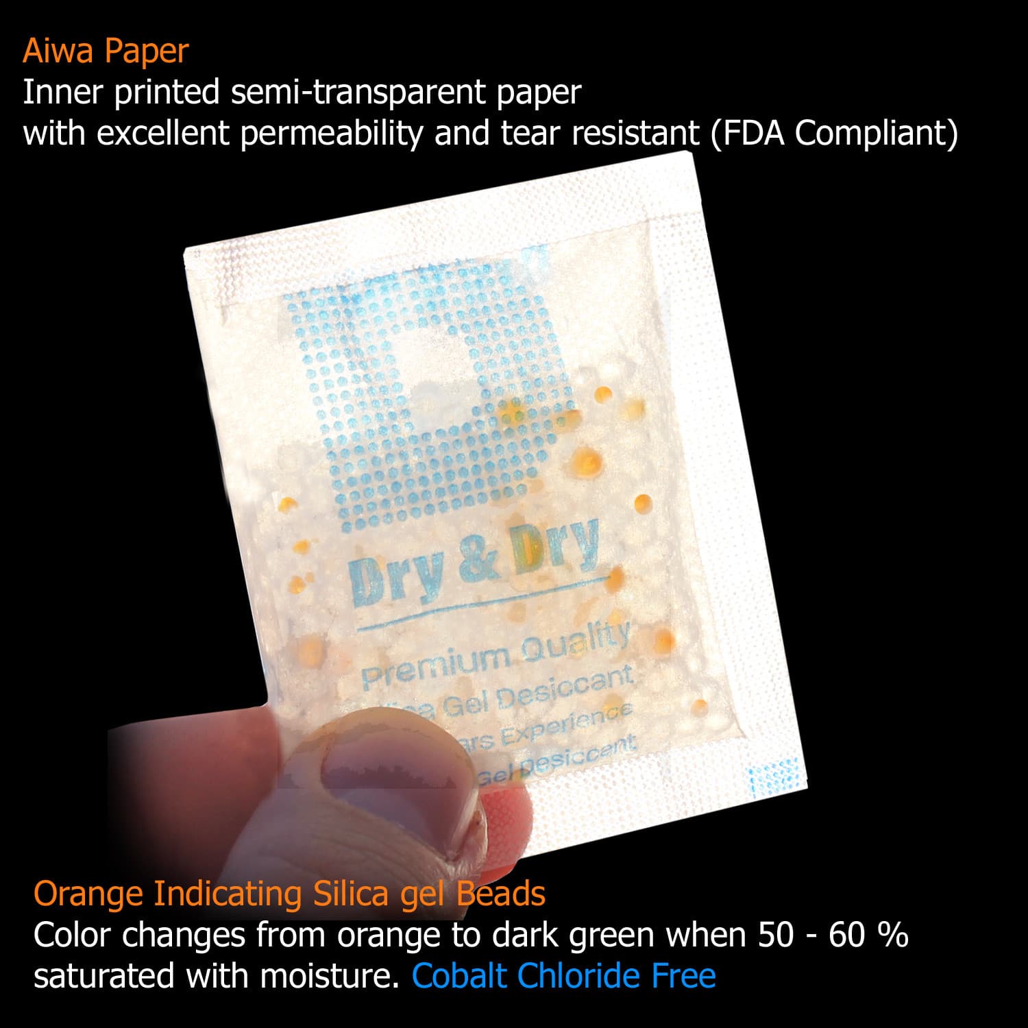 20 gram X 30 PK "Dry & Dry" Food Grade Orange Indicating Silica Gel Packets 2