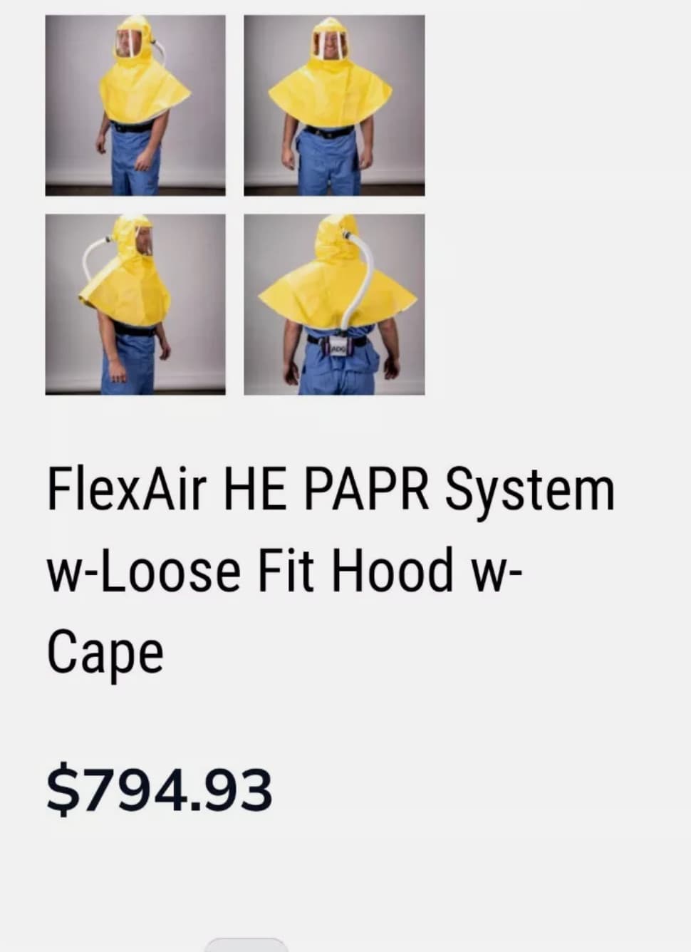 FlexAir Powered Air Purifying Respirator  with blower cape Airboss Defense PAPR 6