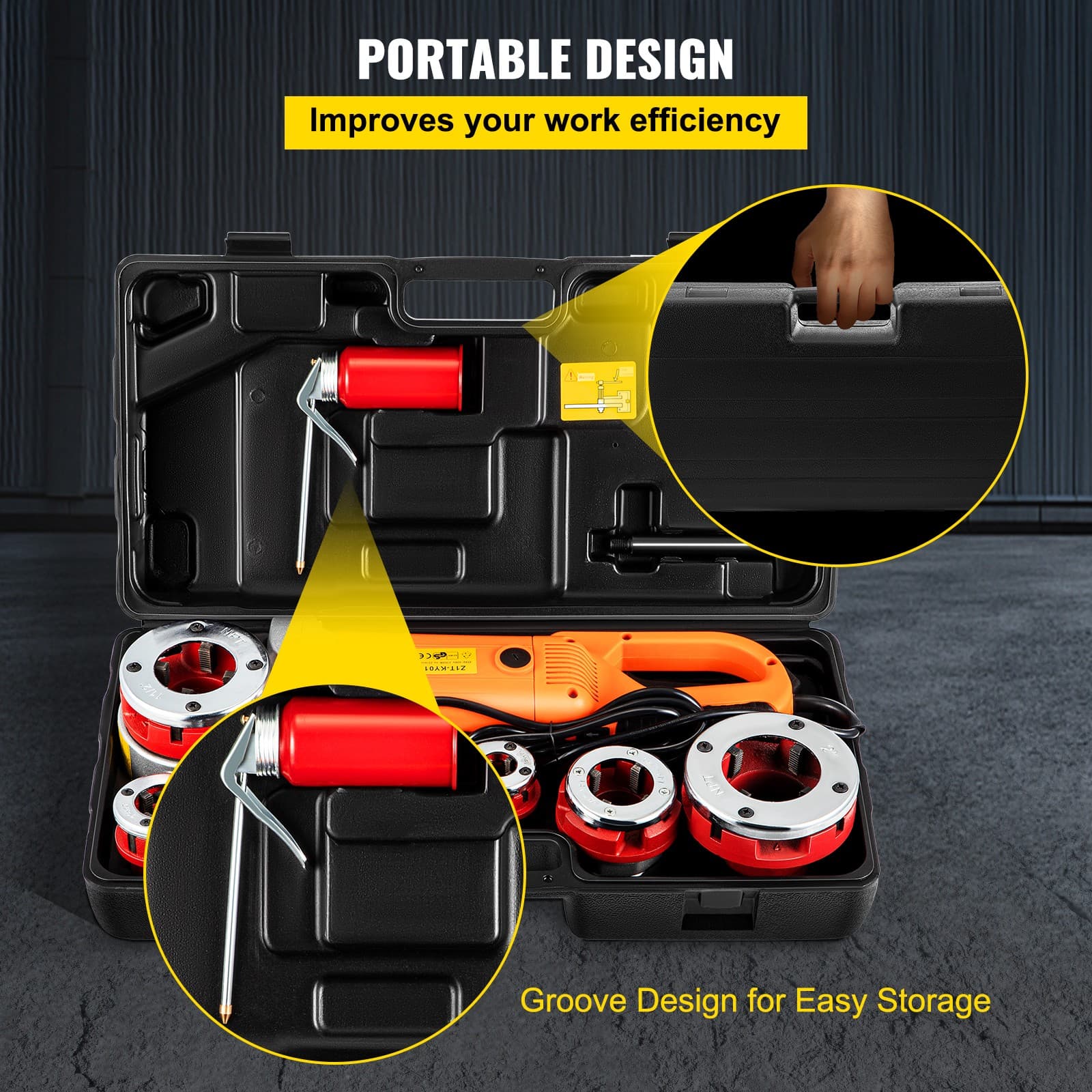 Uimoso Electric Pipe Threader Pipe Threading Machine 2300W 6 Dies 1/2-2" 6