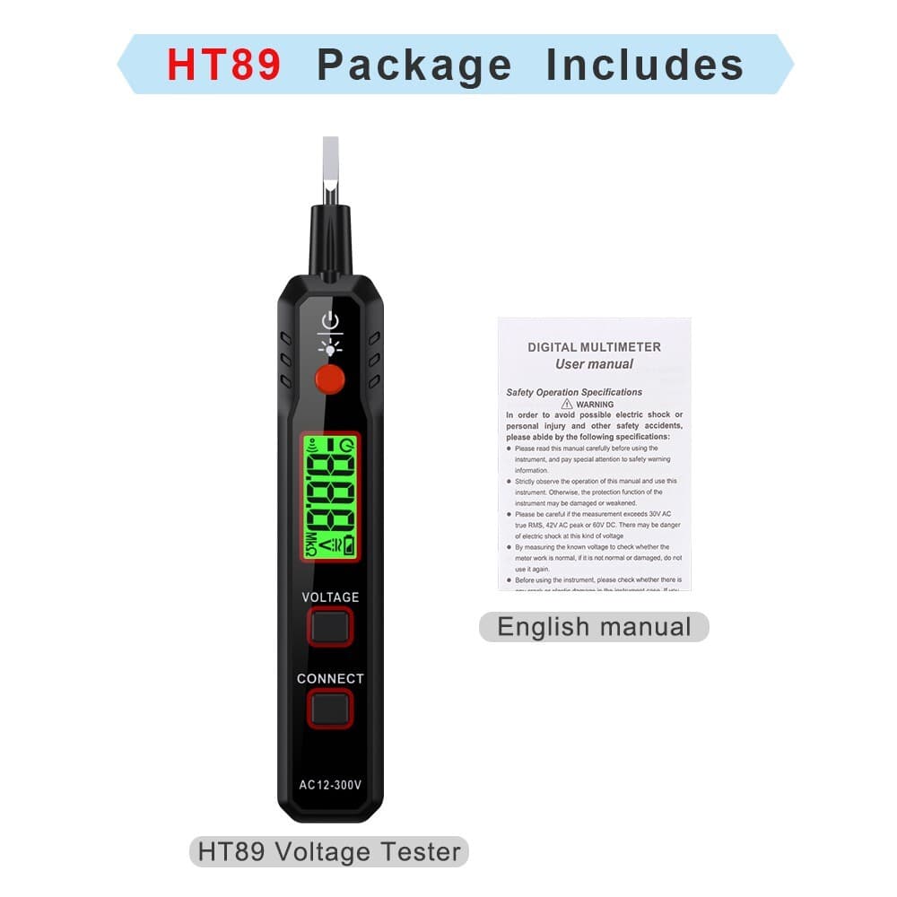 HABOTEST HT89 Voltage Electric Tester Volt Detector Test Pen AC DC 12-250V 2