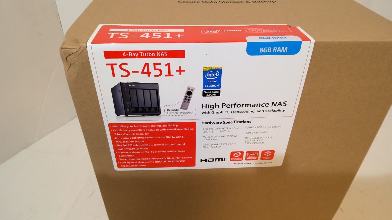 NEW Qnap TS-451+-8G-US 4-Bay Next Gen Personal Cloud NAS Intel 2.0GHz Quad-Core 2