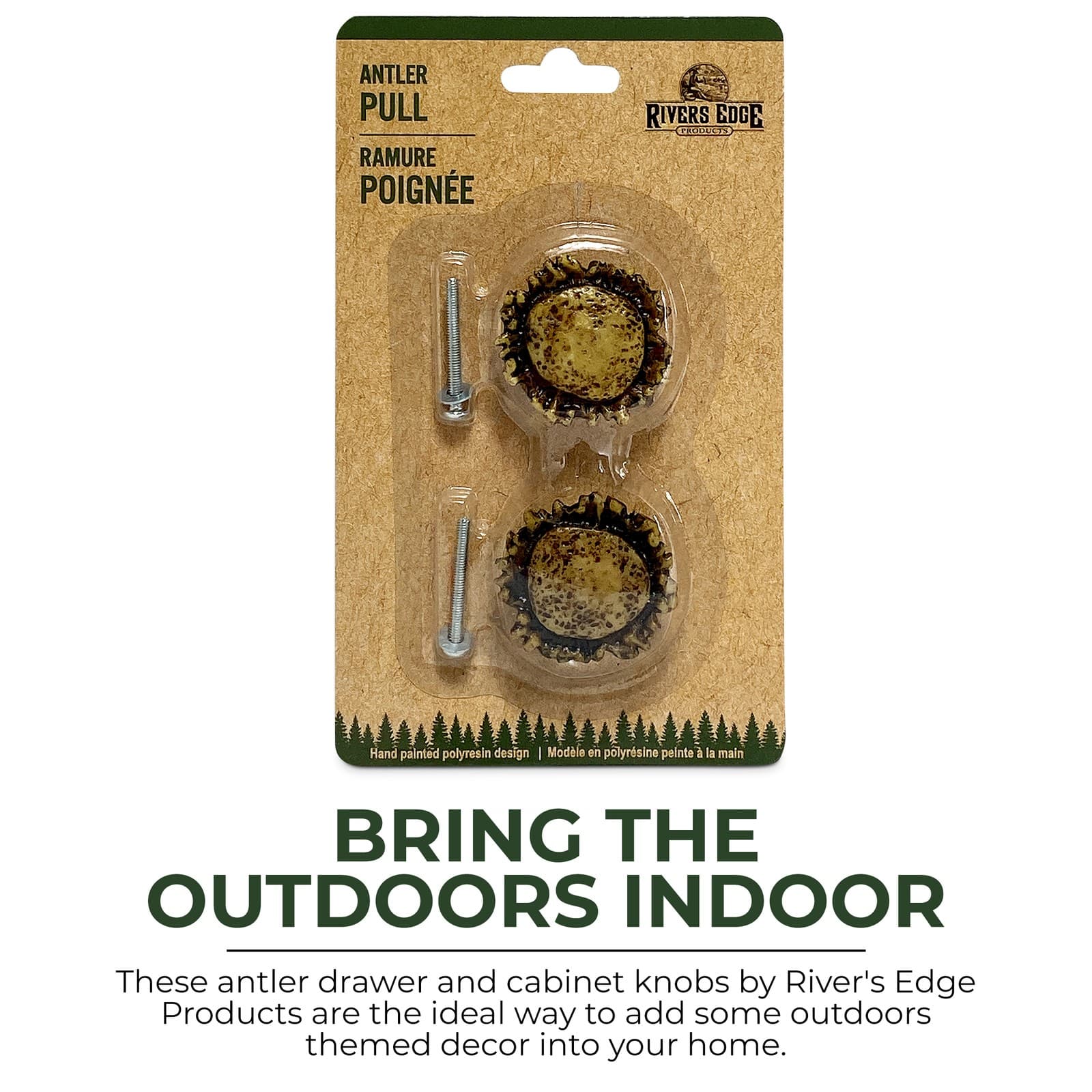 Rivers Edge Products 2-Pack Cabinet Knobs, Poly Resin Drawer Pulls With Screws, 5