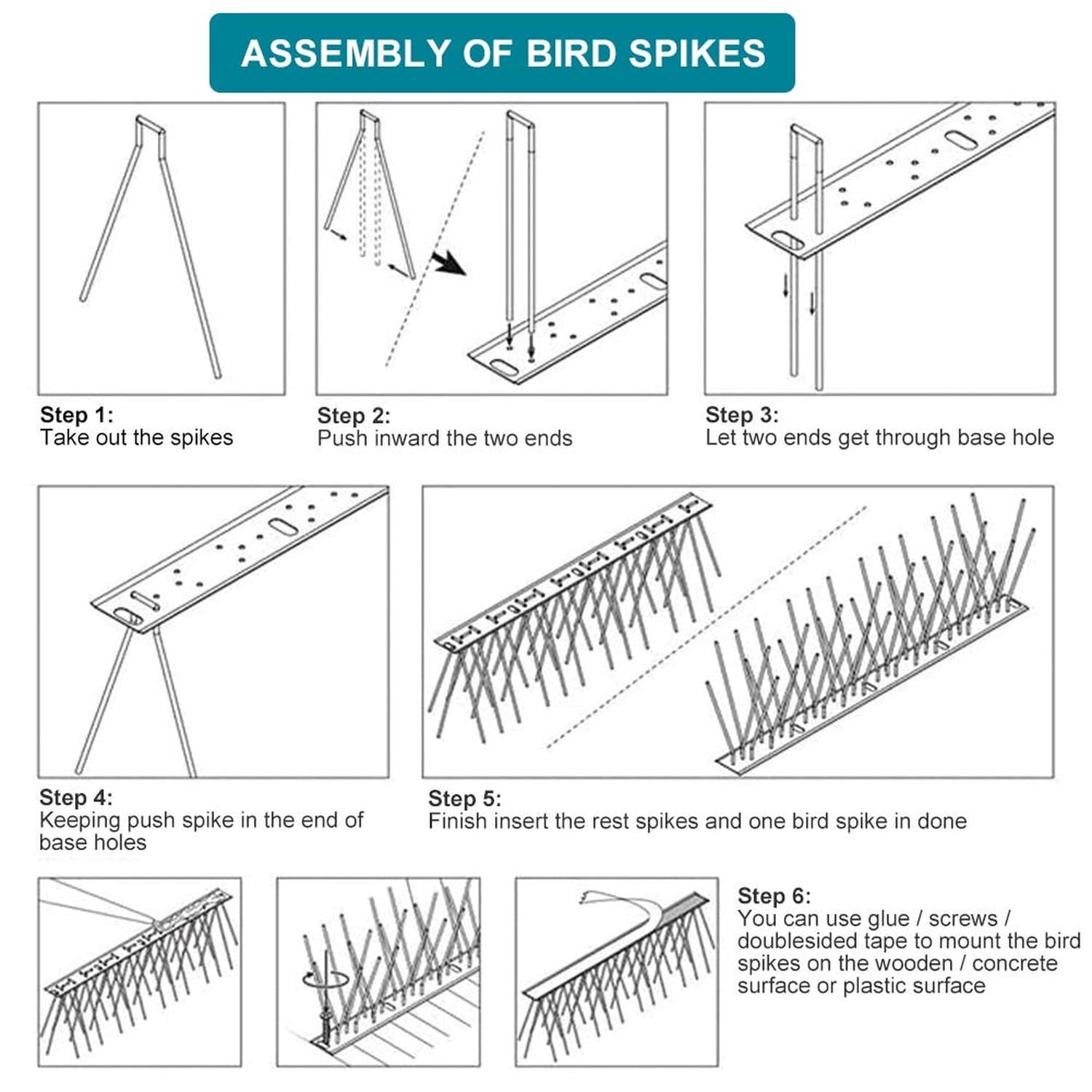 Bird Spikes Cover 11Feet Stainless Steel Pigeons Spikes Small Bird Spikes for... 6
