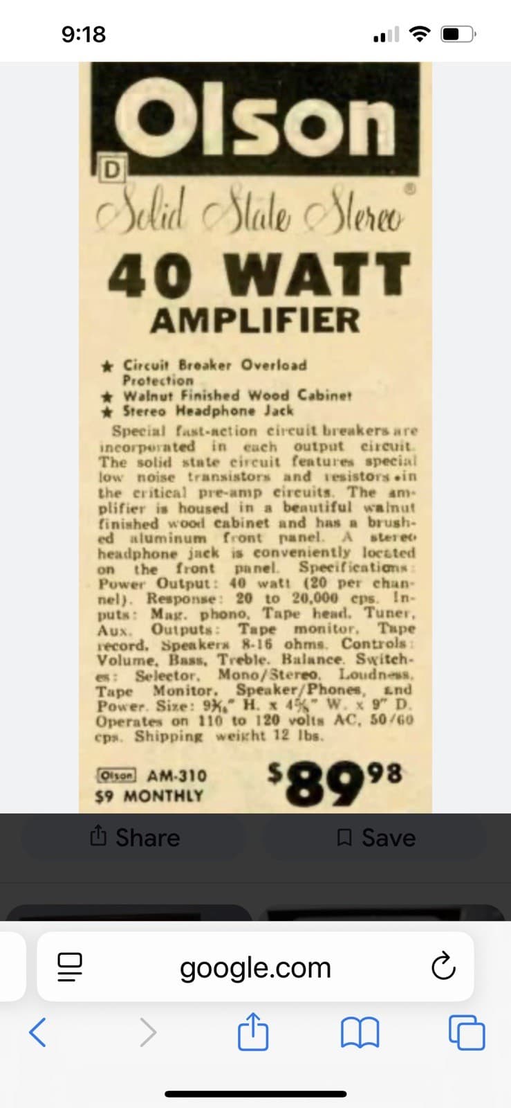 Vintage Olson AM-310 Integrated Amplifier 2