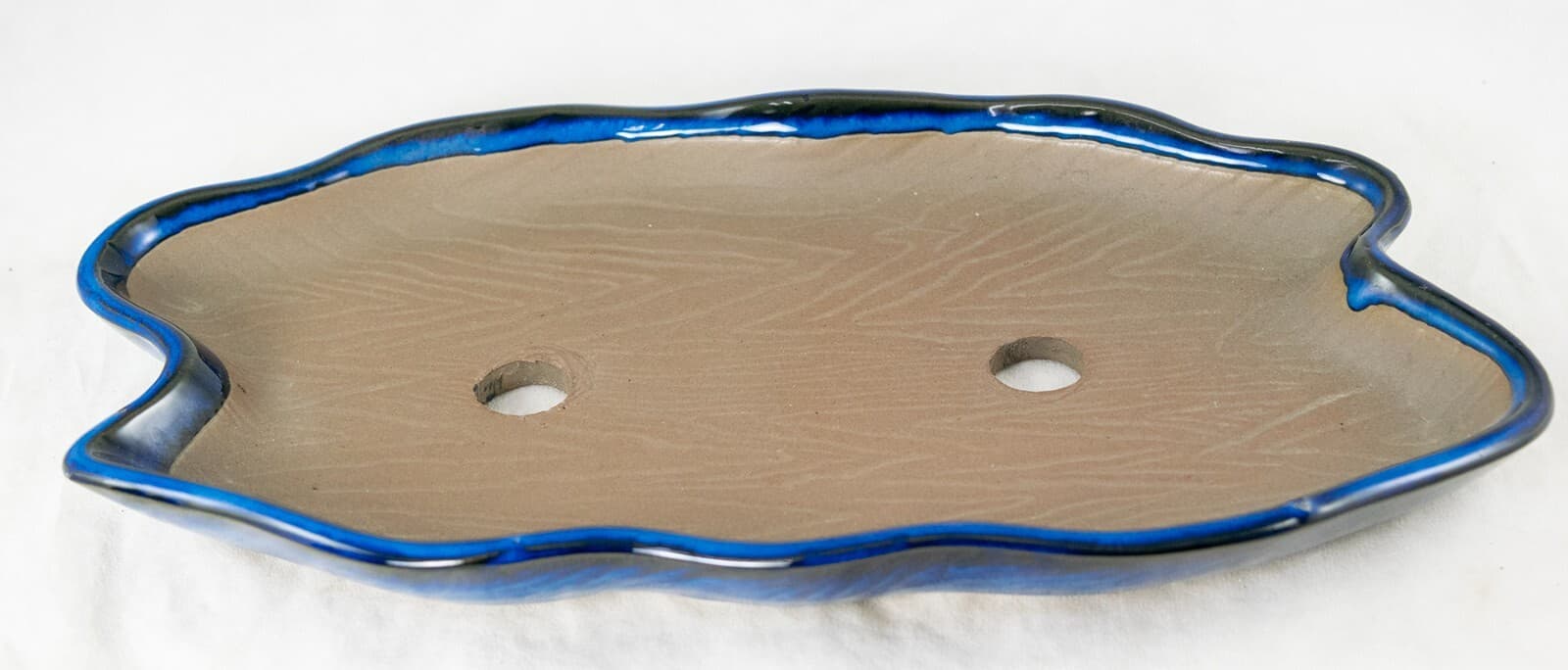 Japanese Yokkaichi Glazed Irregular Slim Forest & Raft Bonsai Pot 11.25"- 12.5"