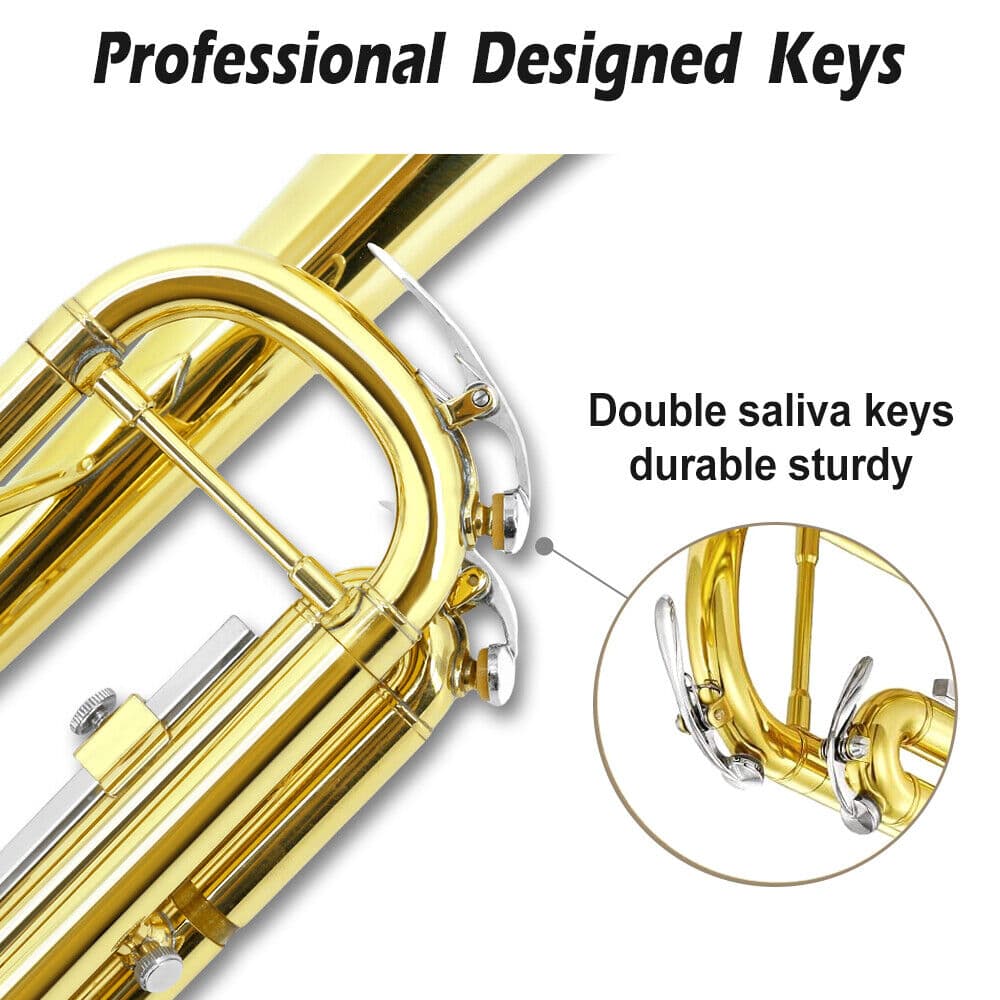 Student trumpet for beginners Bb brass trumpet instruments with carrying case 5