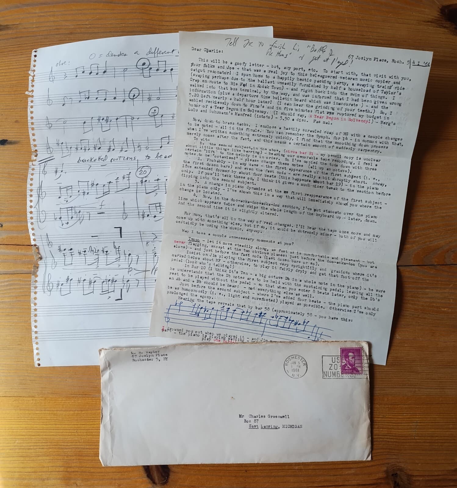 Archive of Correspondence Violinist Studying with Boulanger, Klemperer ca-1960 2