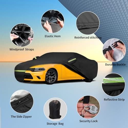 Waterproof Car Covers for 2006-2025 Dodge(Black) Custom Heavy Duty Charger 3