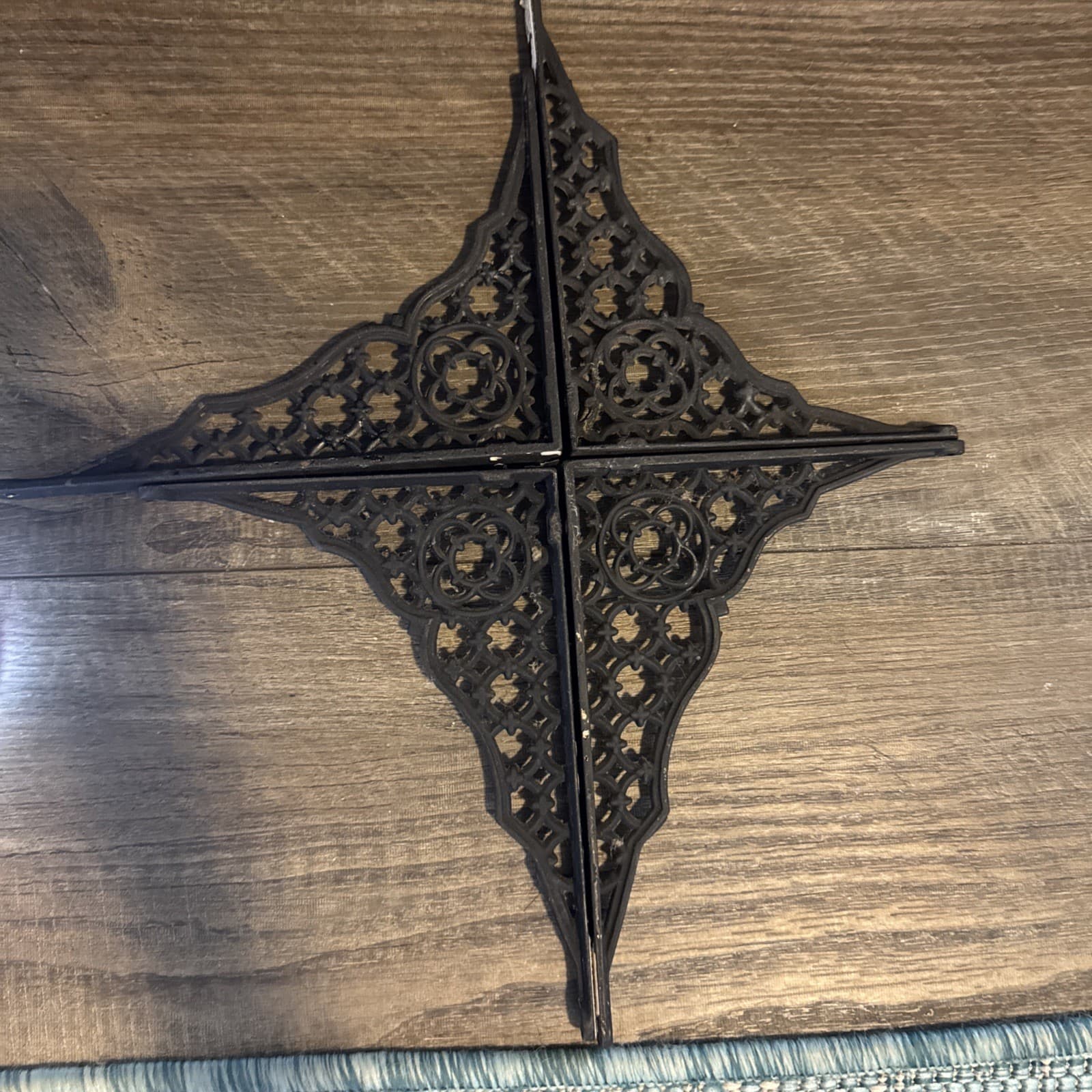 4 Ornate Antique/Vintage Black Cast Iron Shelf Brackets - Metal Hardware Salvage 4