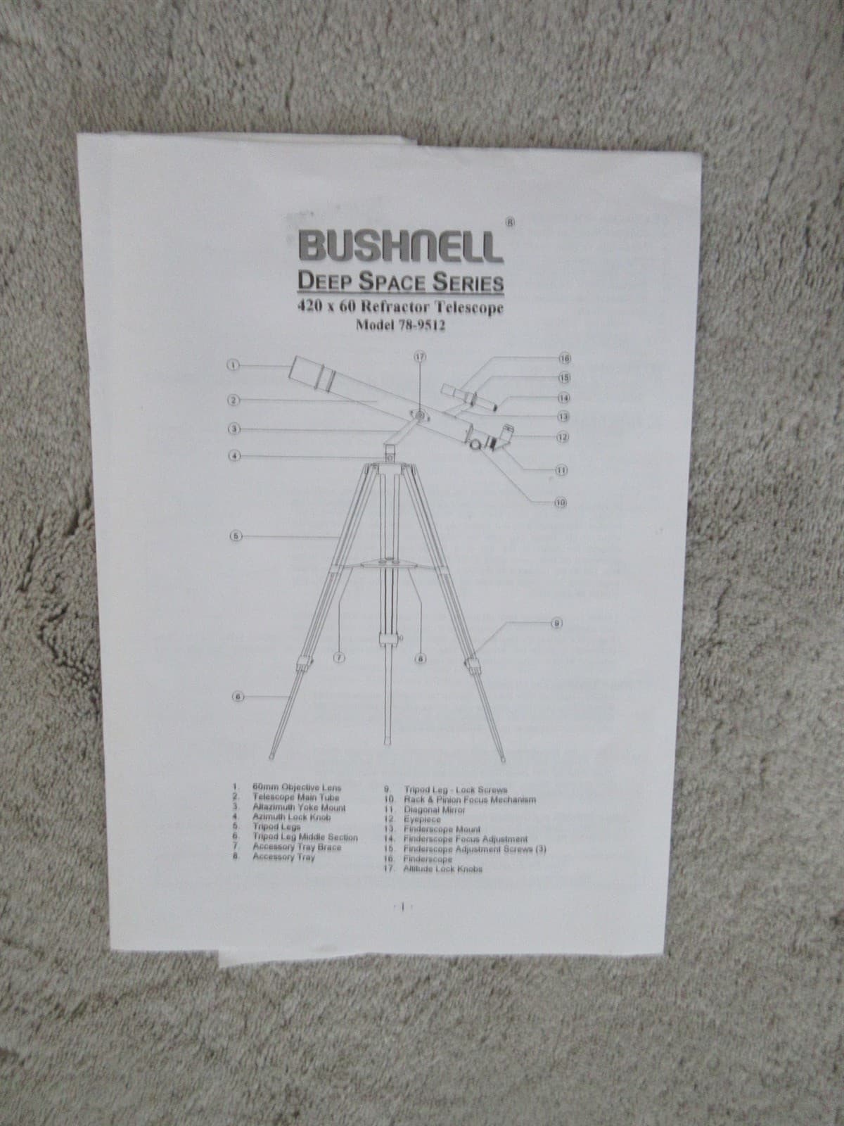 Bushnell Deep Space Series 420X 60 Refractor Telescope Model 78-9512 5