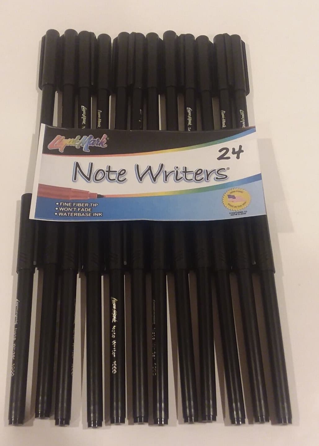 Lot of 24 Liqui-Mark® Note Writer 1000 BLACK Fiber Point Pocket Markers Fine 3