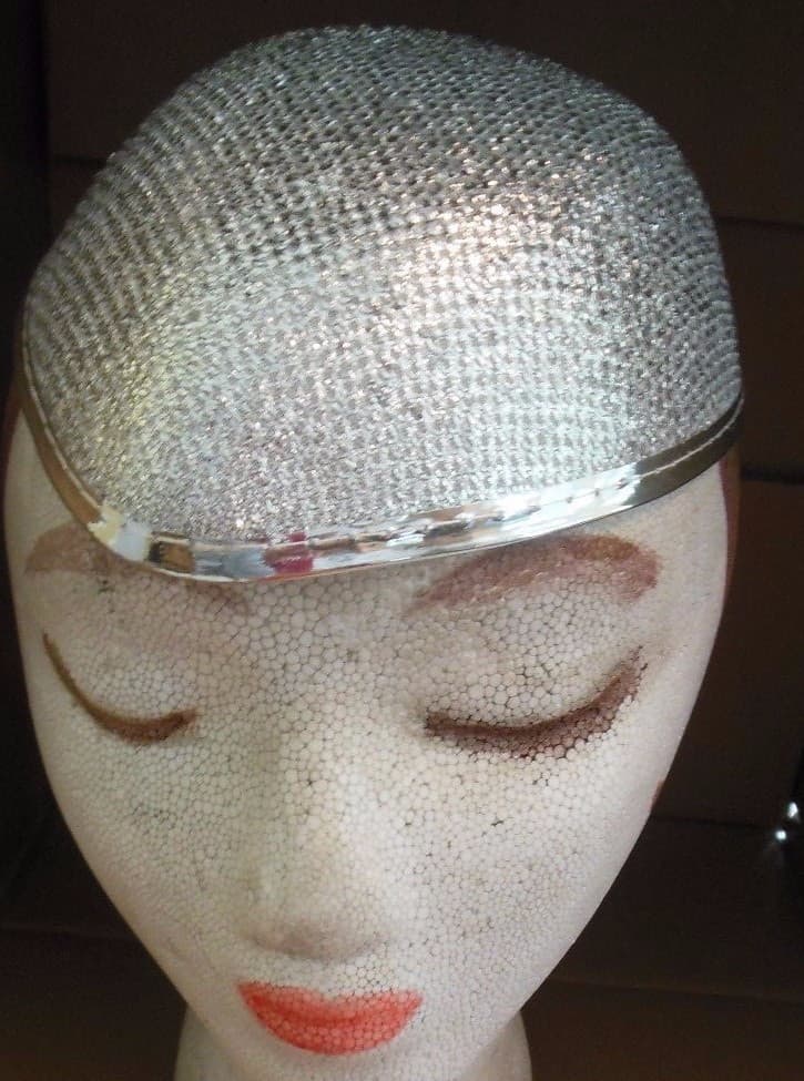 Lot of 6 Silver Lurex teardrop hats w/felt base Dance Theatrical Use Glamour hat 5