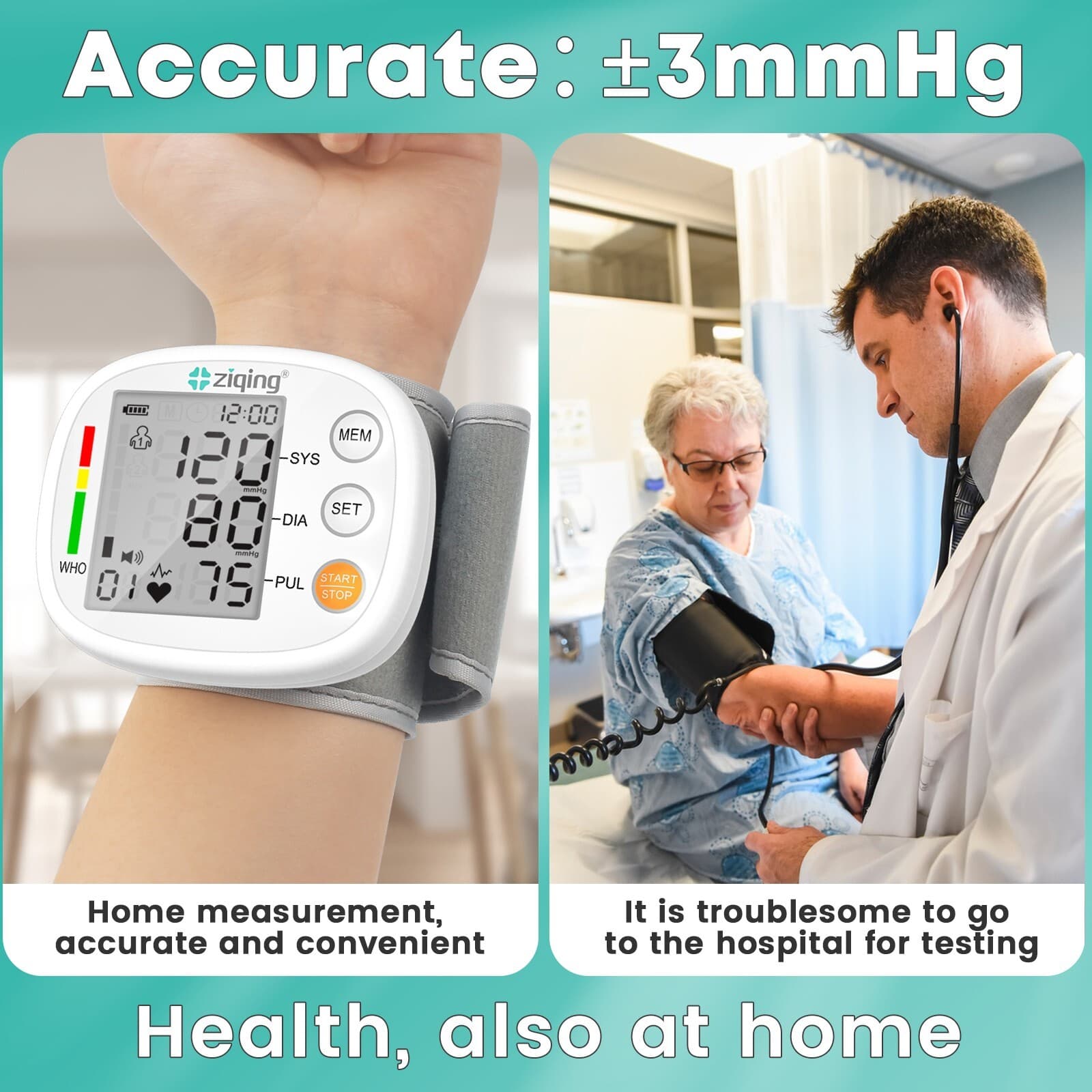 Ziqing Wrist Blood Pressure Monitor Medical Blood Pressure Monitor US 6