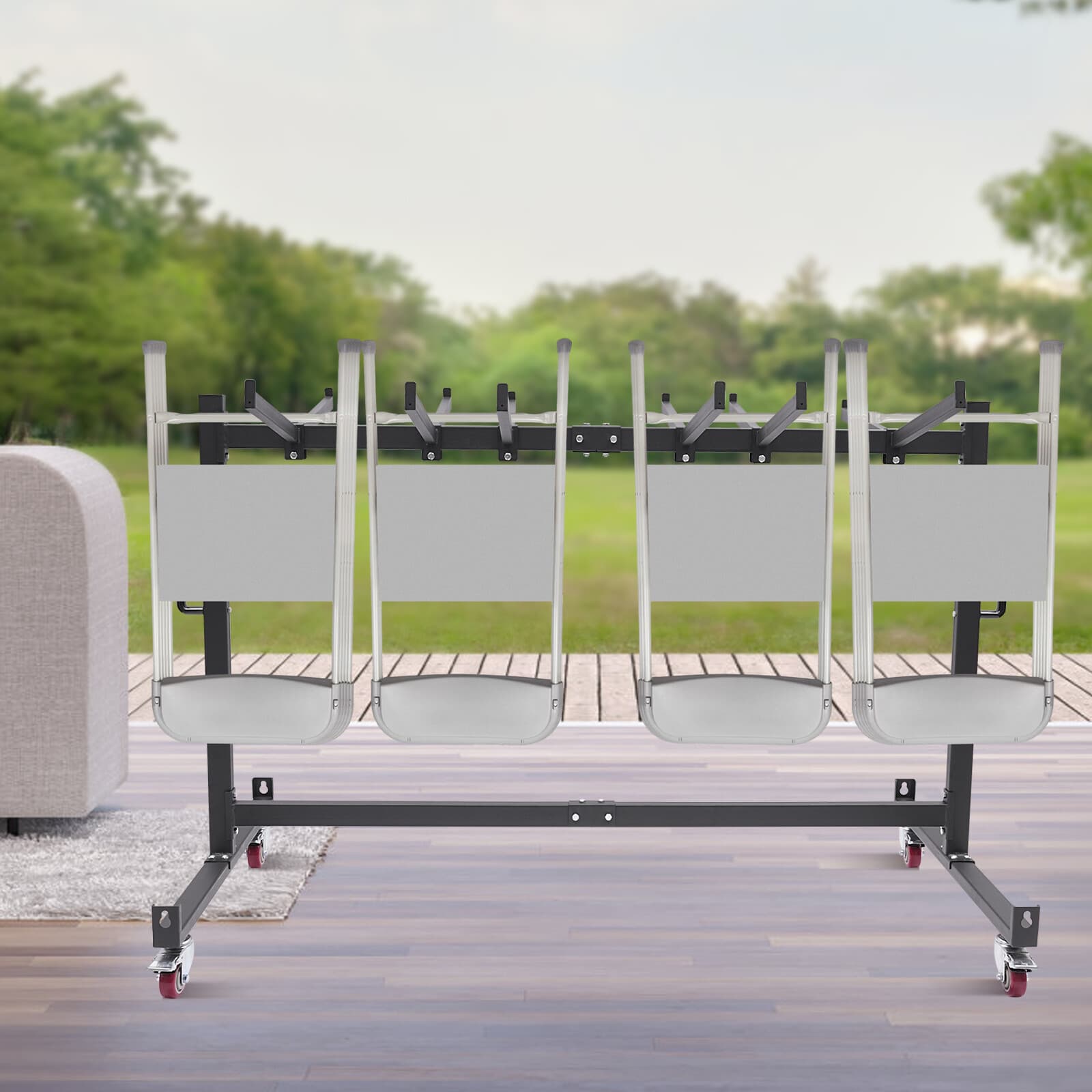 42 Chairs Holder Folding Chair Cart Heavy Duty Mobile Stackable Chair Dolly Iron 2