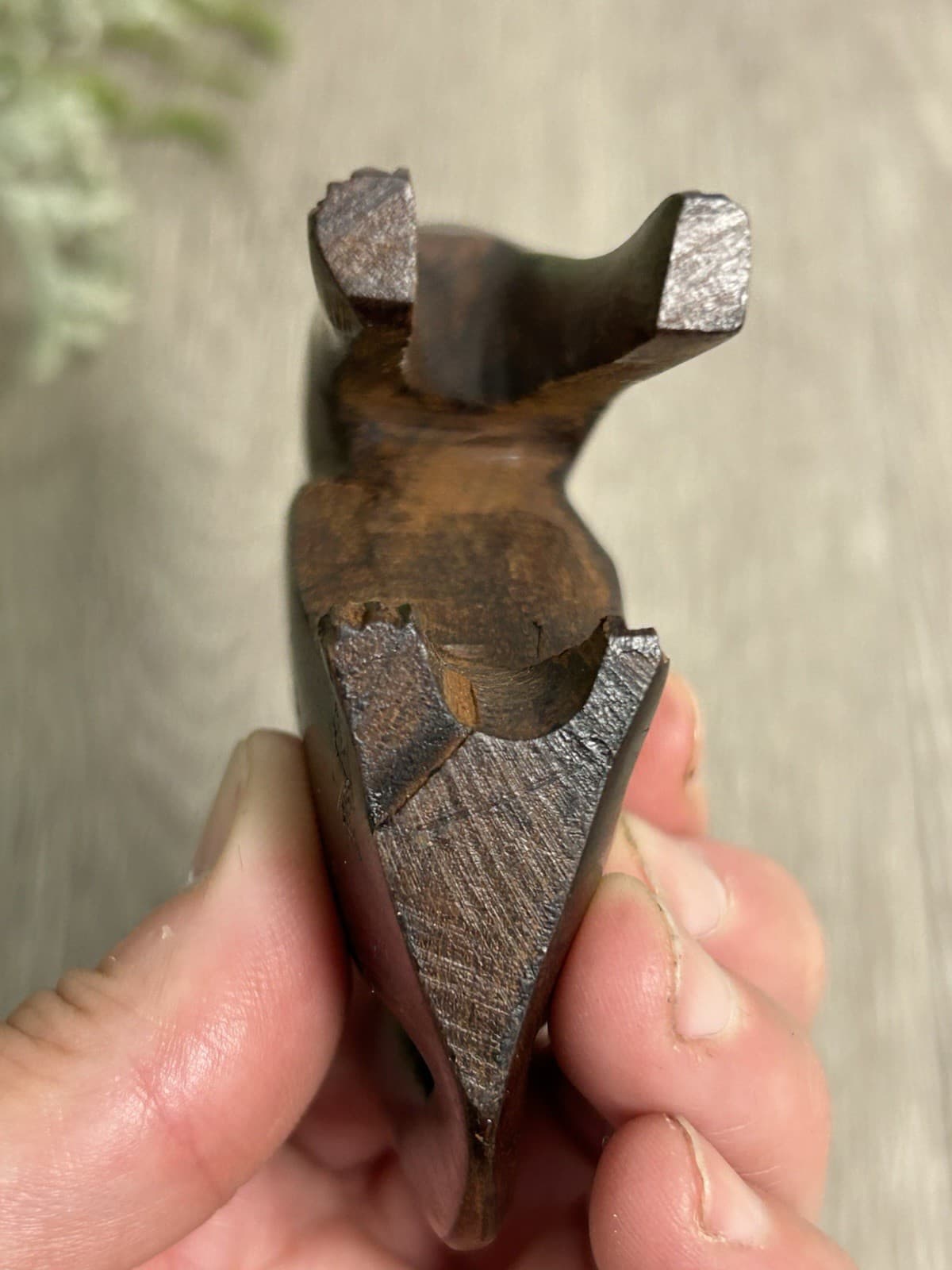 Vintage MCM Hand Carved Mahogany Wooden Howling Wolf Figurine 6