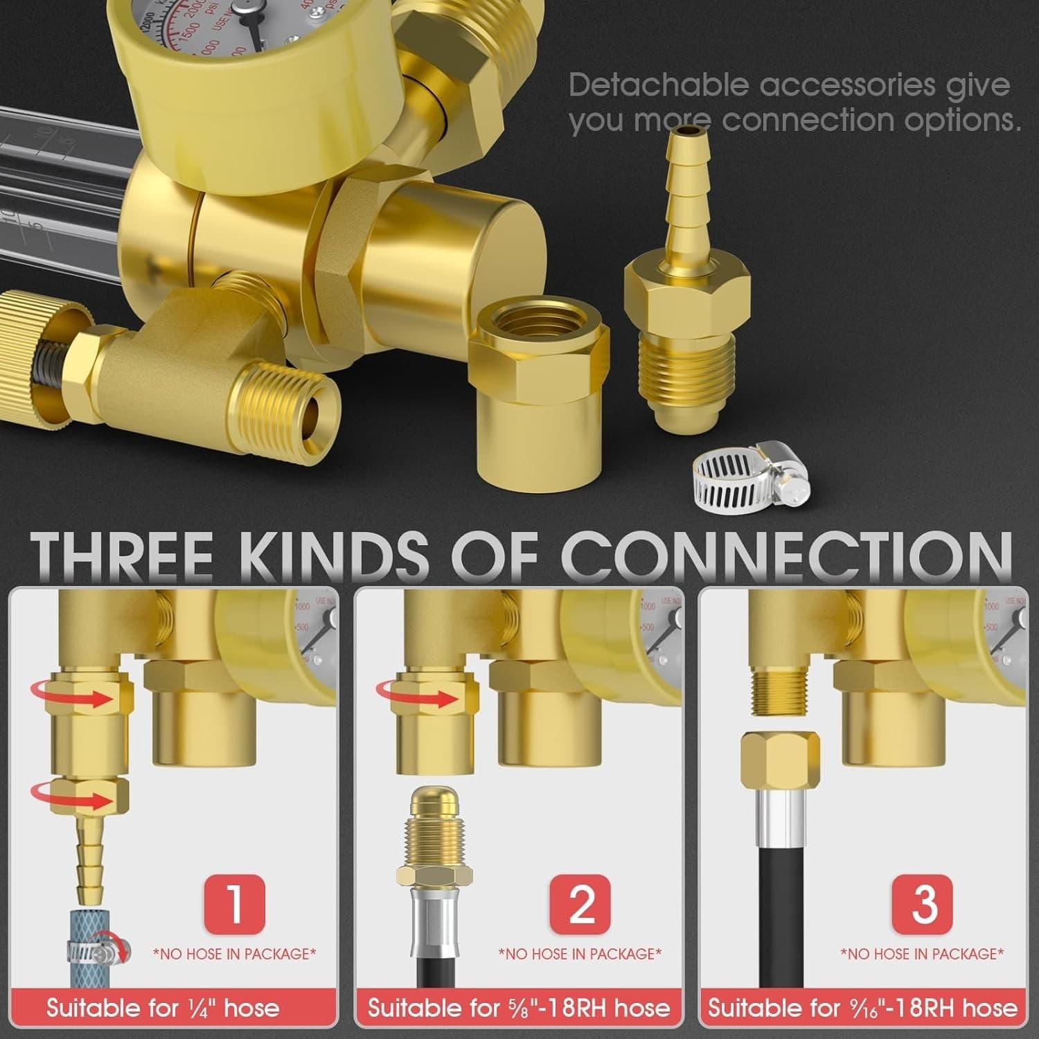 Lightweight Copper Argon Gas Regulator with Accurate Pressure Gauge (0-4000 PSI) 5