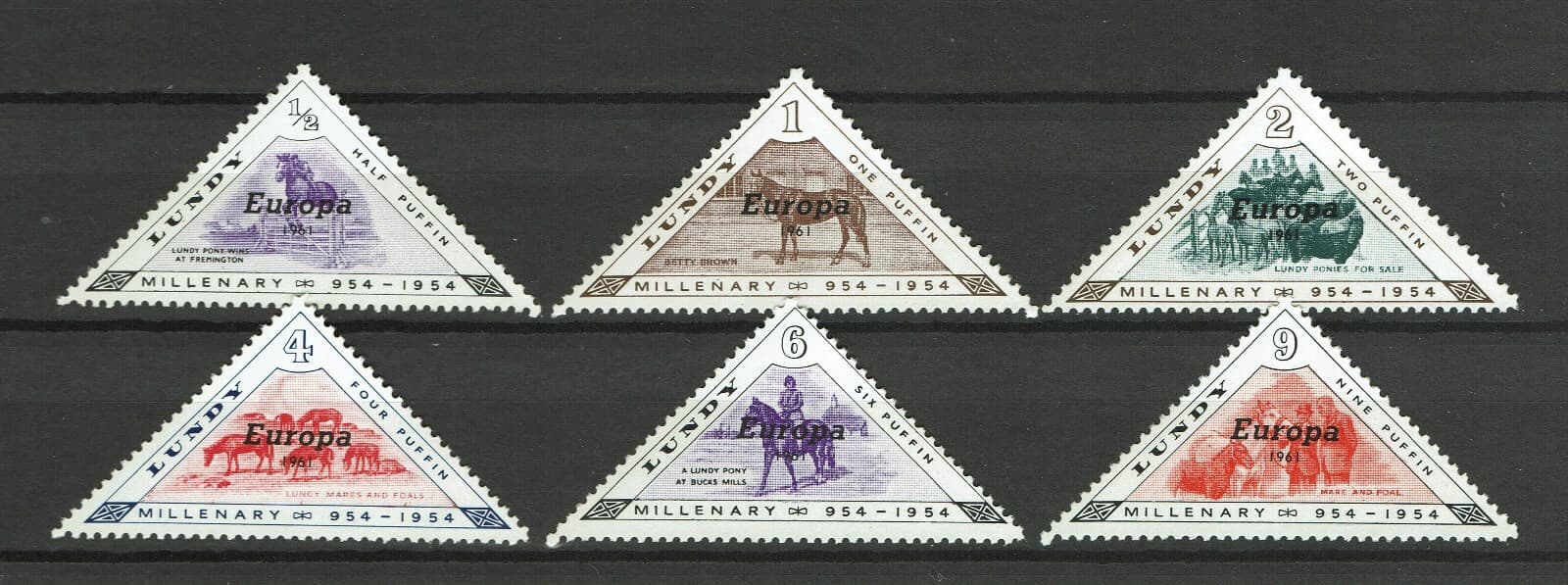 Britain GB UK local private issued Lundy selection Horses Pony Europa 1961 ovpt