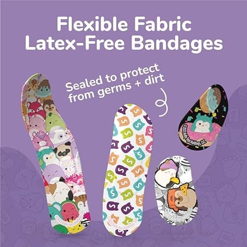 Squishmallow Bandage Kit, Cute Bandaids for Kids, Infants & Children, Bandages 6