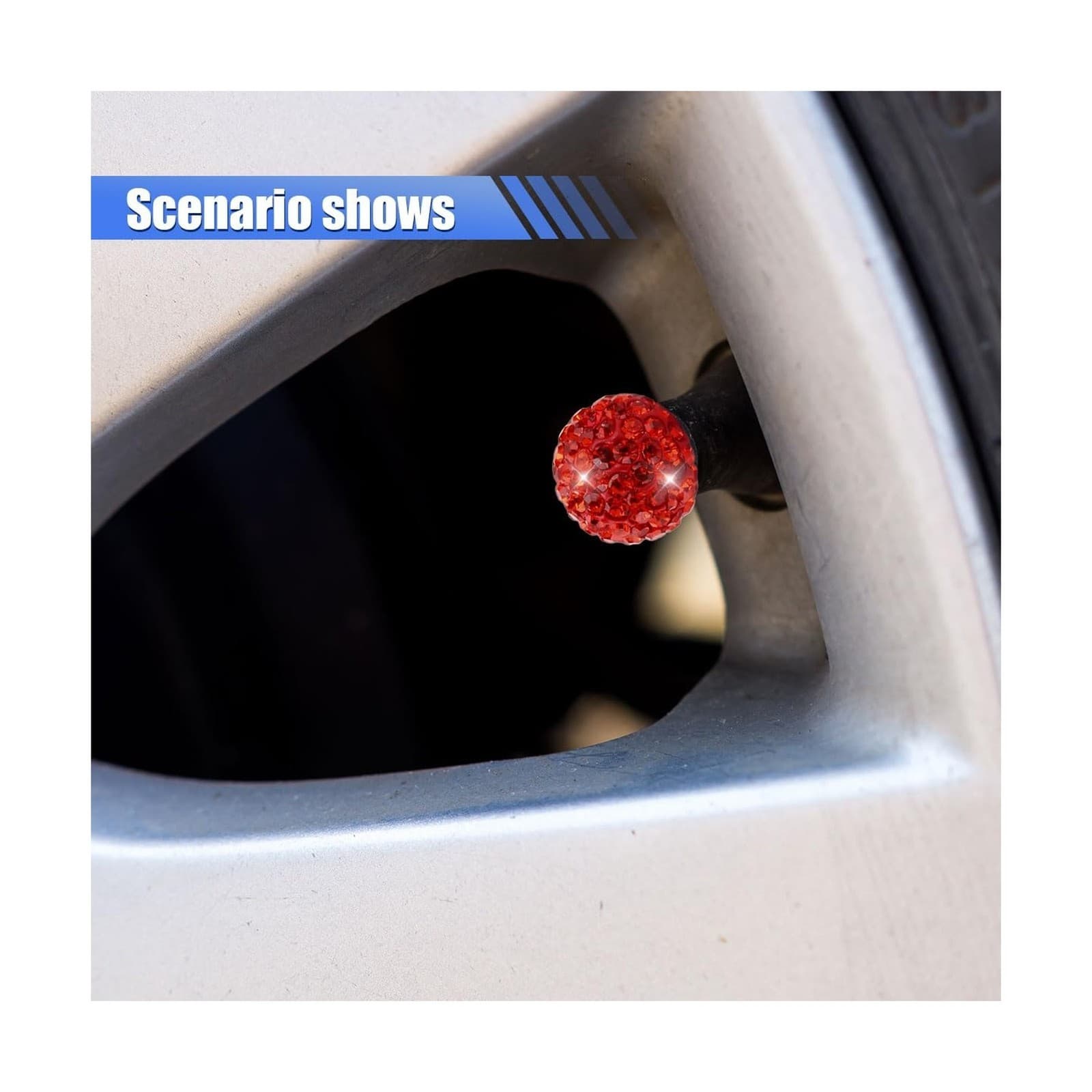 4PCS Bling Diamond Car Tire Valve Stem Cap, Crystal Rhinestone Wheel Valve Pr... 5