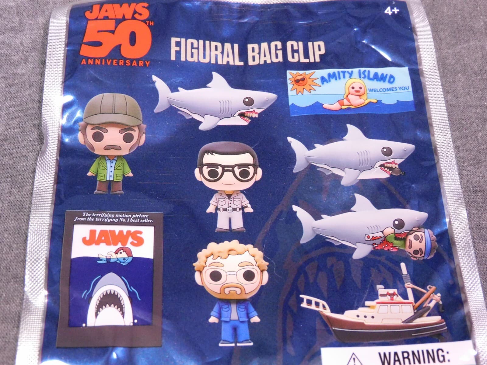 JAWS NEW * Bruce Shark Clip * Blind Bag Key Chain 50th Anniversary Monogram 6