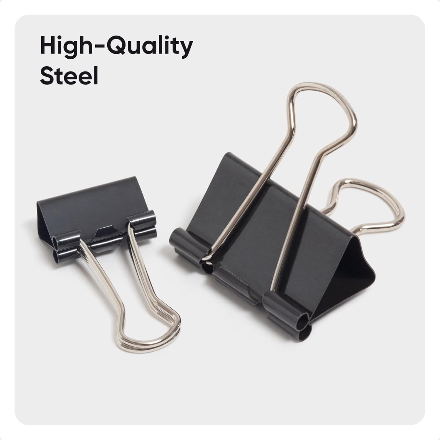 Binder Clips Assorted Sizes Small and Medium Black Silver Steel 80 Count 4