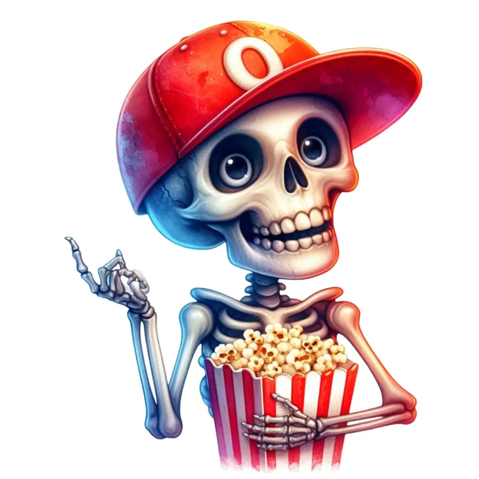 Cute Skeleton with Popcorn Baseball Cap 4500 X5100PX