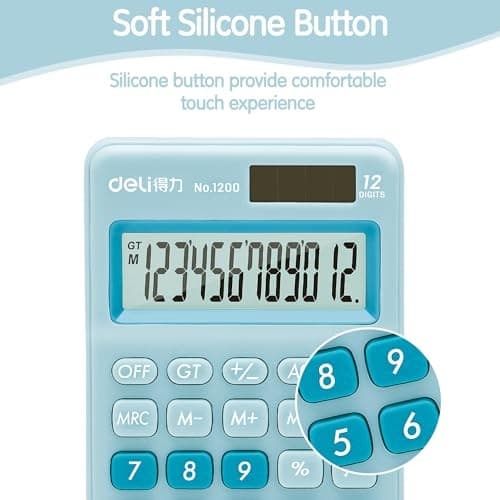 Standard Function Basic Calculator, 12 Digit Desktop Calculator Small Blue 6