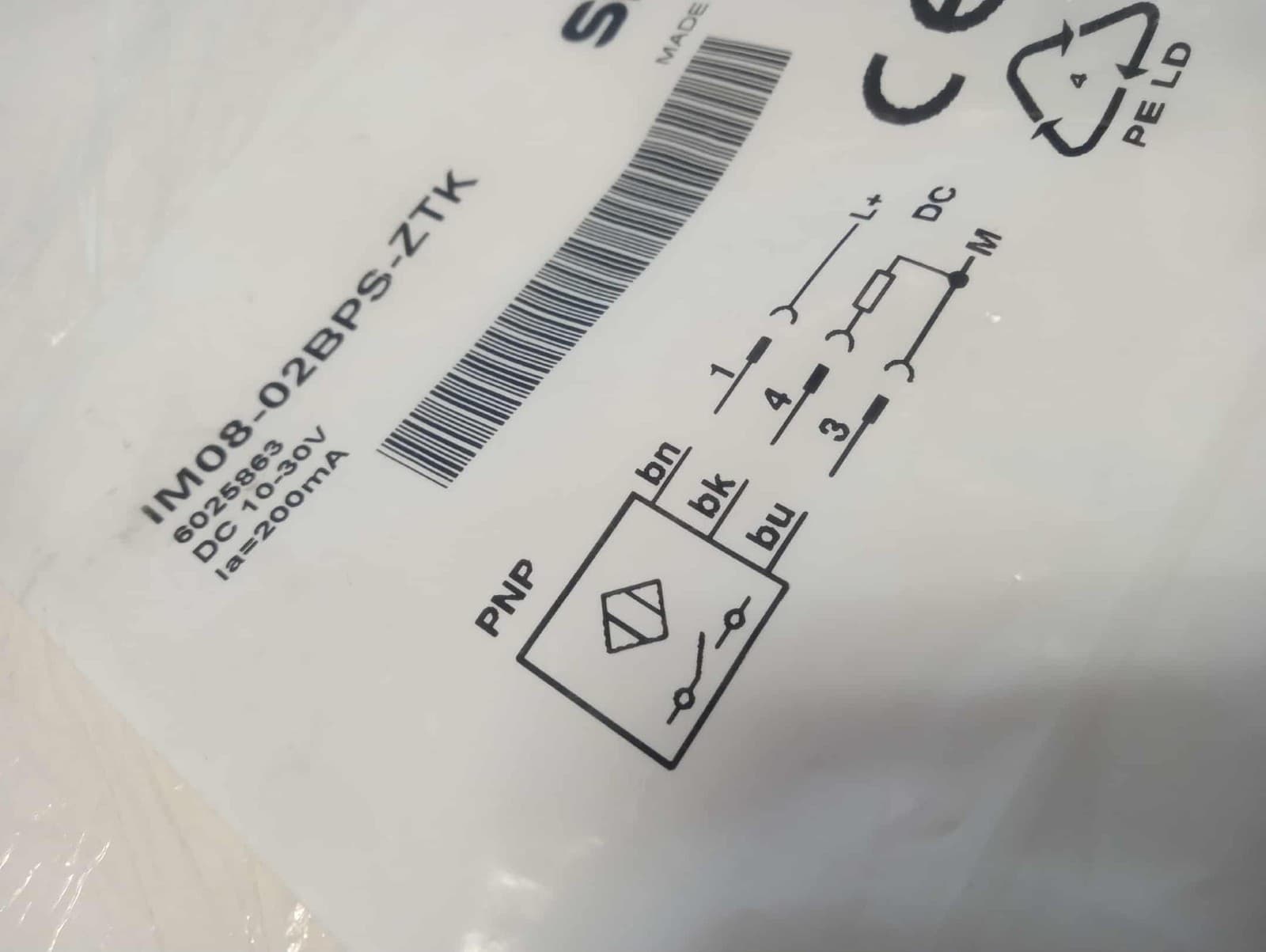 SICK 6025863 IM08-02BPS-ZTK INDUCT PROXIM SENSOR Dia-Ø 8 mm M8 x 1 Connector M8,