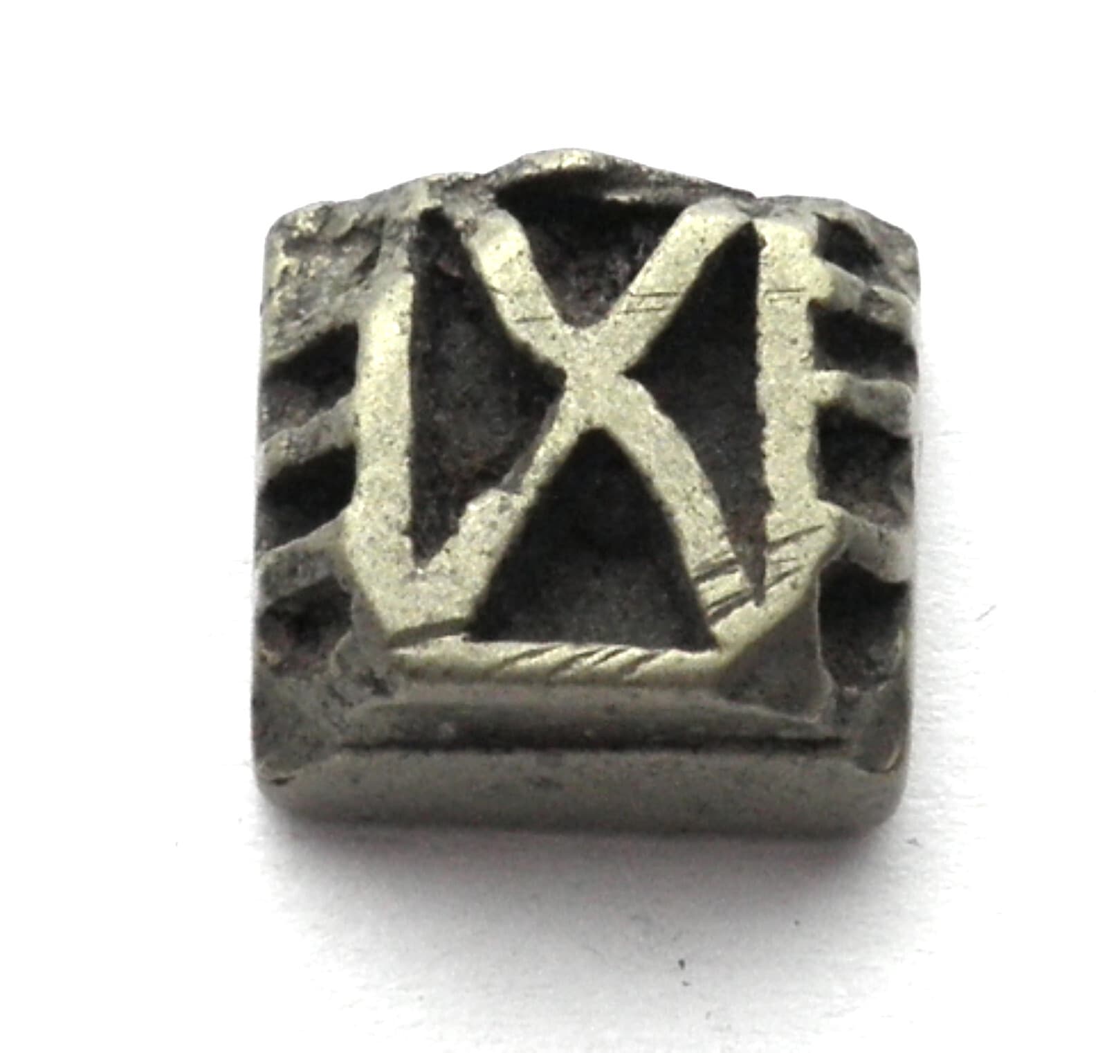 ANTIQUE AFRICAN ASHANTI AKAN GEOMETRIC GOLD WEIGHT 1400-1720 AD Brass 6g No40 2