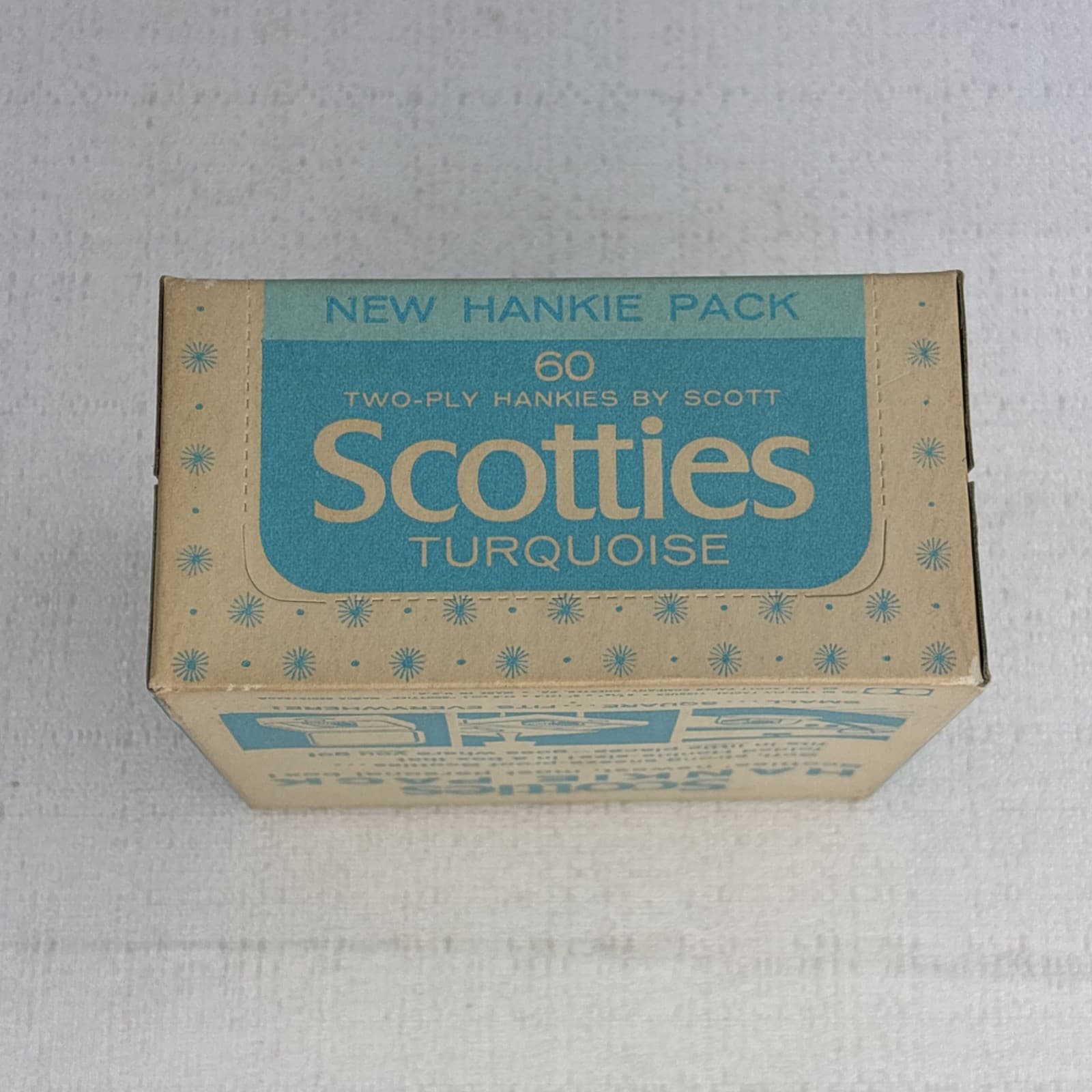 Vintage Scotties Turquoise Hankies Facial Tissues NOS 1961 60 Qty Two-Ply 2