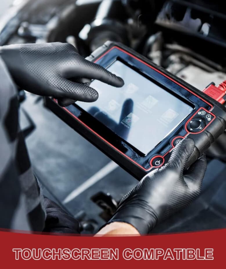 Heavy Duty 8 Mil Black Nitrile Disposable Gloves Raised Diamond Texture 4