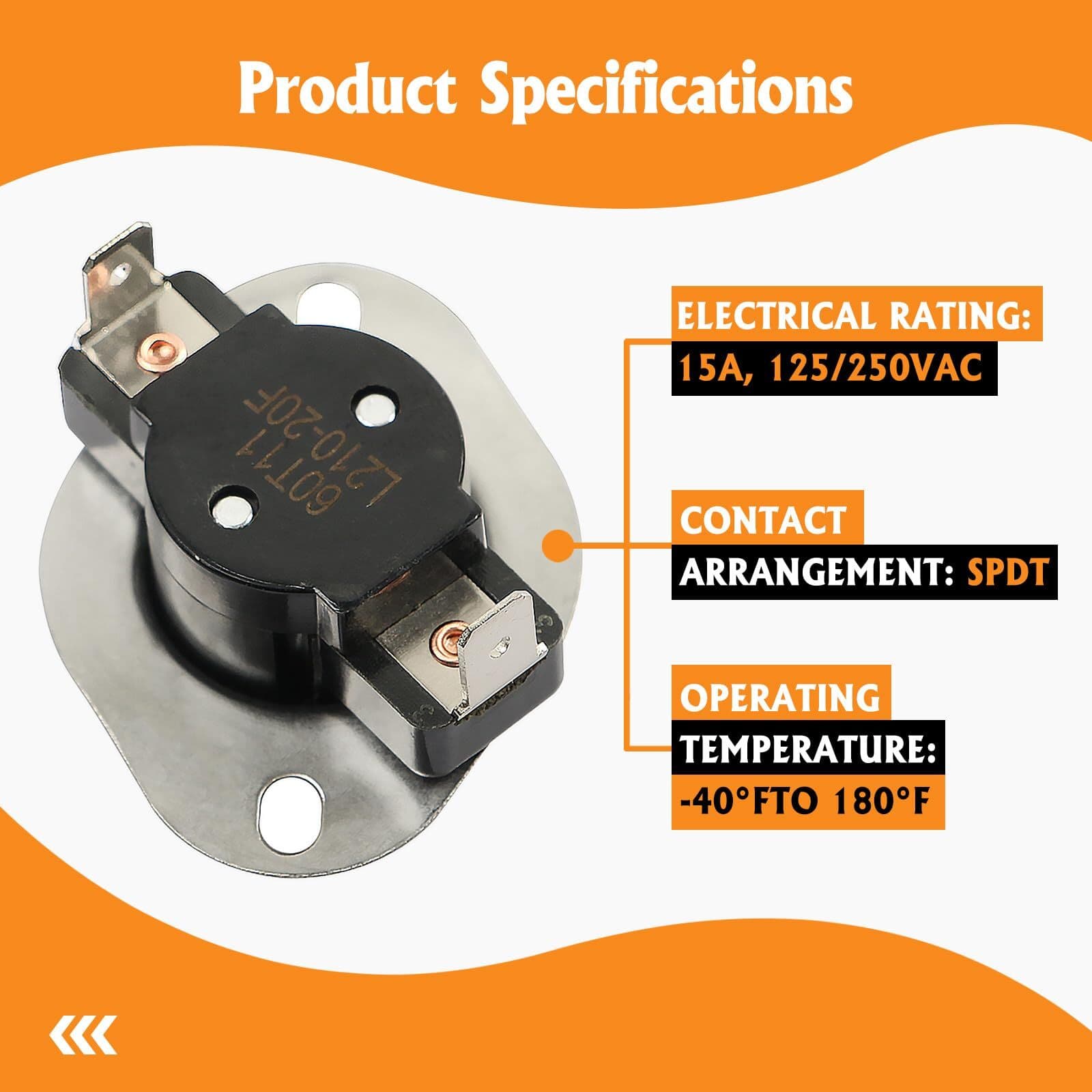 L210-20F Furnace Limit Switch for ICP Heil Tempstar Carrier Replace for 31340... 6